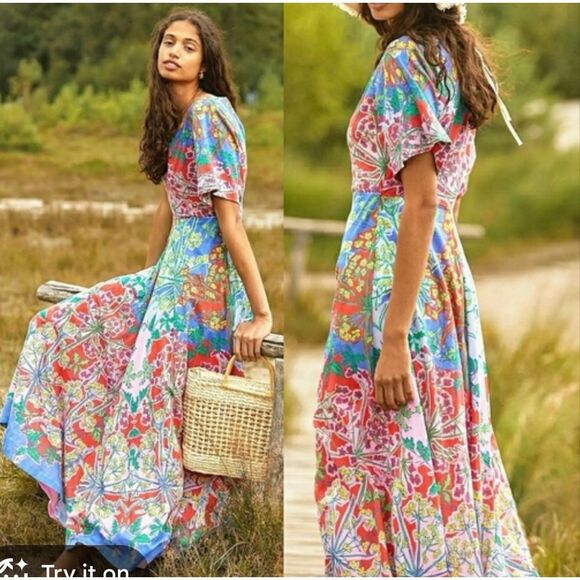 Anthropologie Dresses & Skirts - Anthropologie Roopa Pemmaraju Amandine cotton colorful double lined dress size s